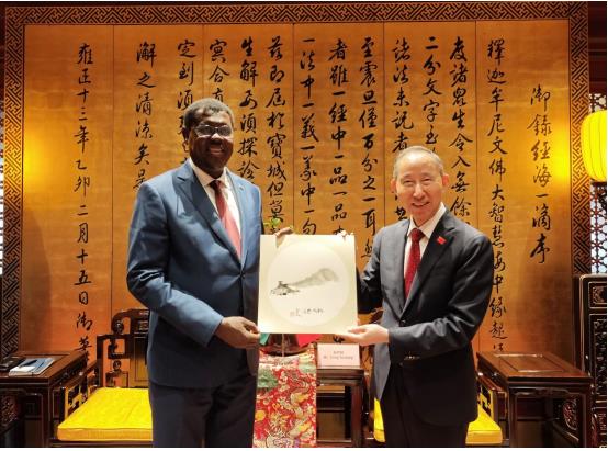龙宇翔与南苏丹外交与合作部部长蒙代·塞马亚·肯尼斯·昆巴亲切会见